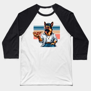 German Shepherd Dog Eating Pizza Baseball T-Shirt